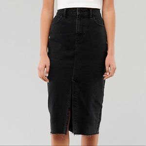 Vintage Stretch Ultra High-Rise Denim Midi Skirt